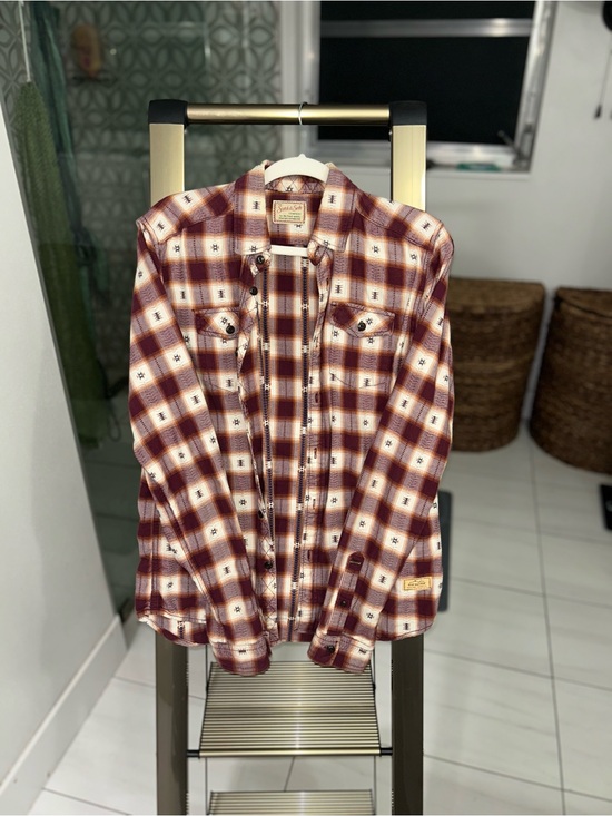 Scotch & Soda Other - Scotch & Soda Burgundy and Cream Plaid Button-Down Shirt